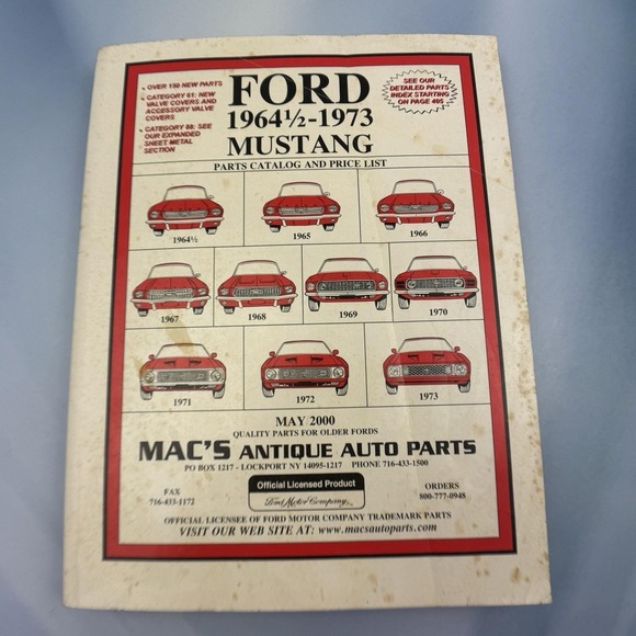 Other - Ford 1964 1/2- 1973 Mustang May 2000 MAC's Antique Auto Parts Catalog Price List